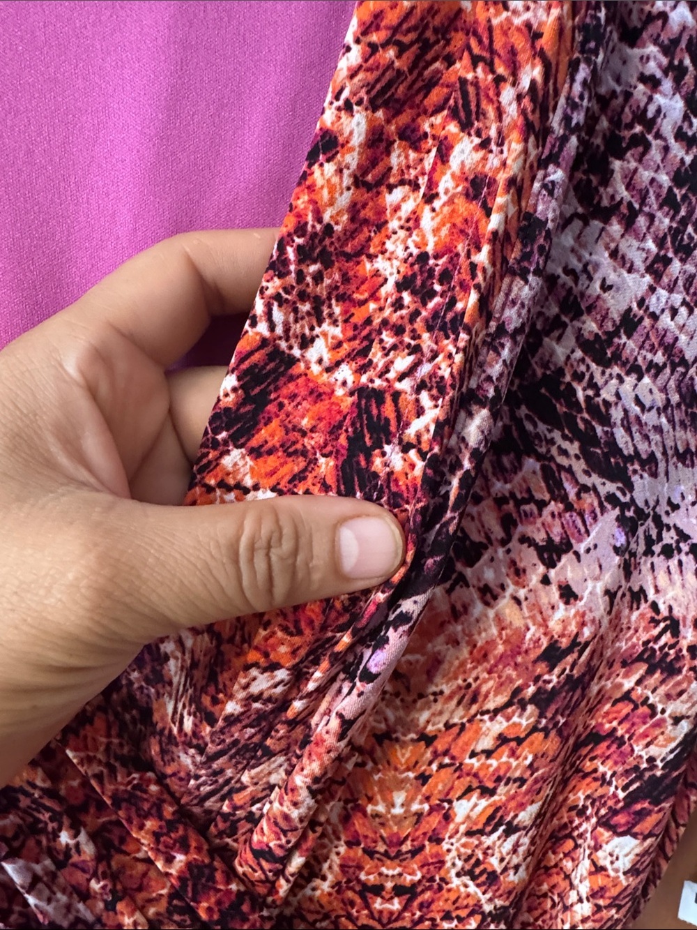 Liz Claiborne Pink and Orange Printed Midi Wrap Dress with V-Neck - Picture 4 of 12